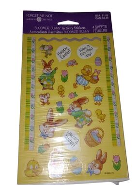 Vintage American Greetings Forget Me Not Easter Theme Bloomer Bunny  4 Sheets